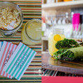 Snackbox treats! LEFT: Salad Jar and Olena Lemonade. RIGHT: Hirabara Farms Kale Wrap and Olena Lemonade. © 2014 Sugar + Shake